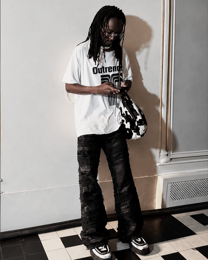 KAYCYY TEXTURED PANT, PRINT TEE AND LEATHER BAG SAMPLE