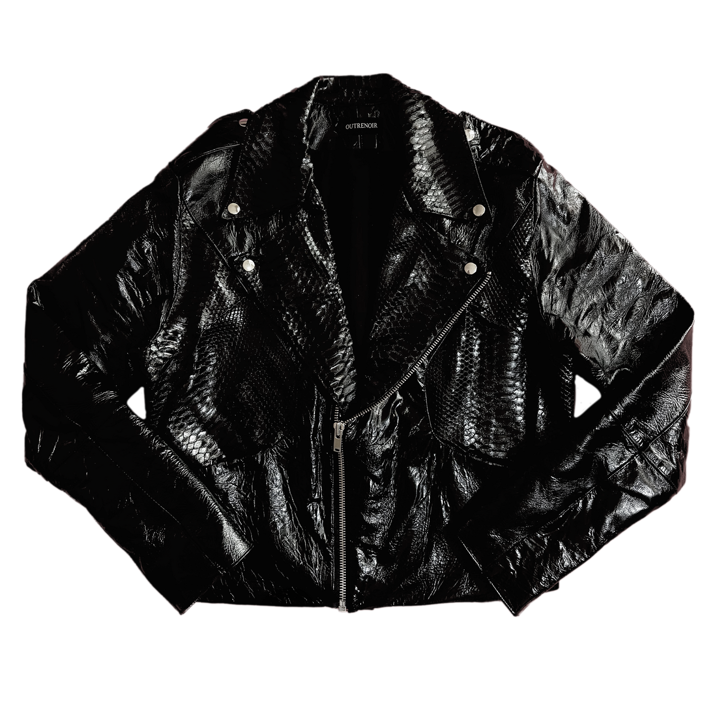 Veste « Perfetto » Cuir et Python Noir