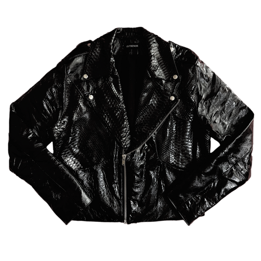 "Perfecto" Leather and Black Python Jacket