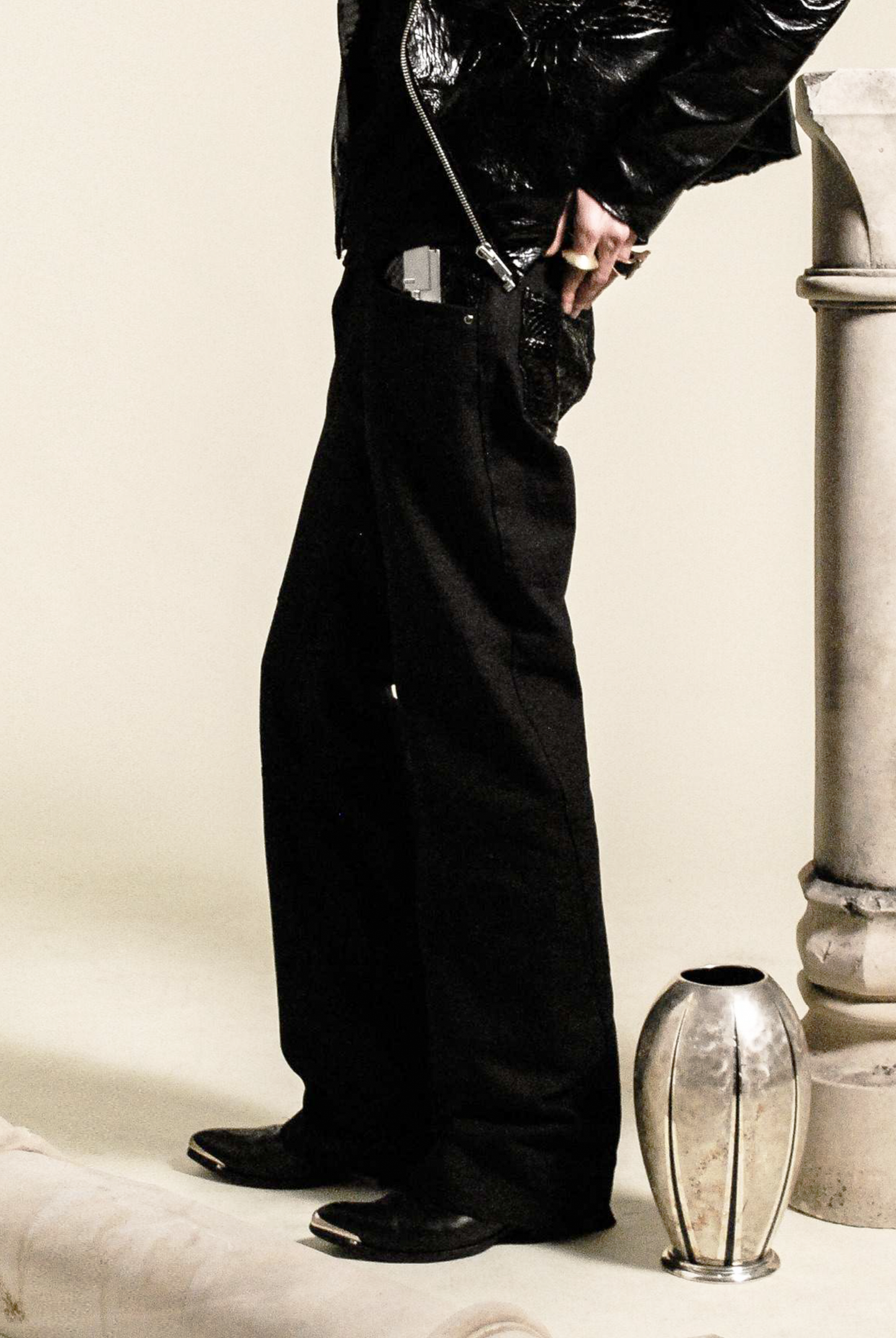 Pantalon Disco Flare – Denim / Python Noir