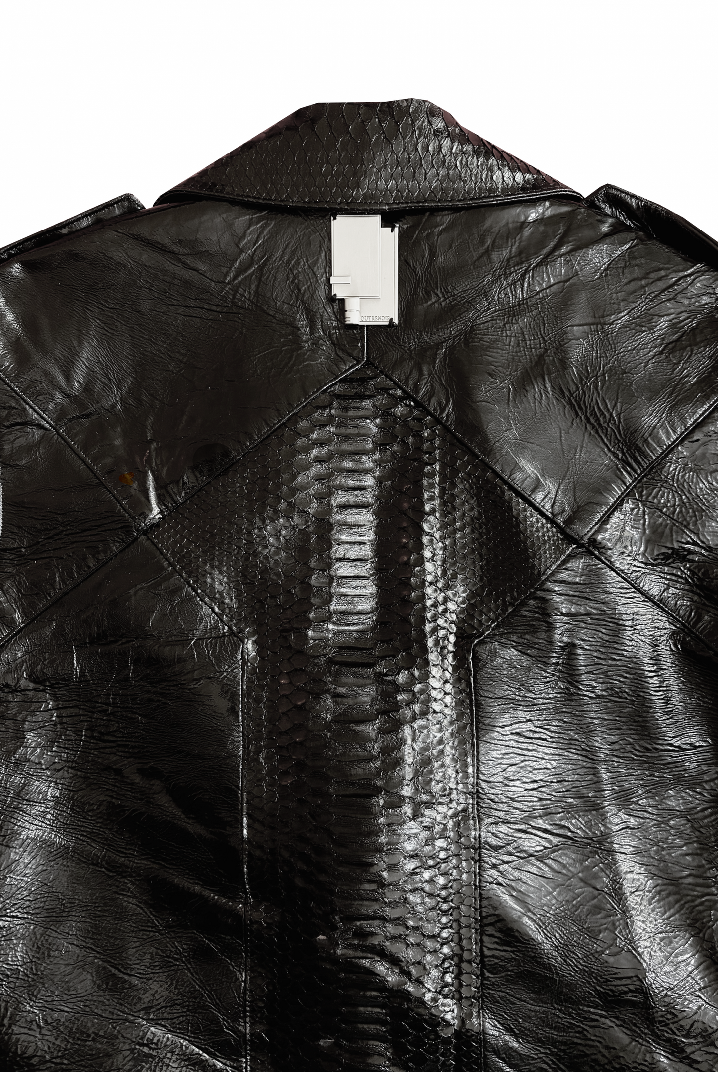 Veste « Perfetto » Cuir et Python Noir