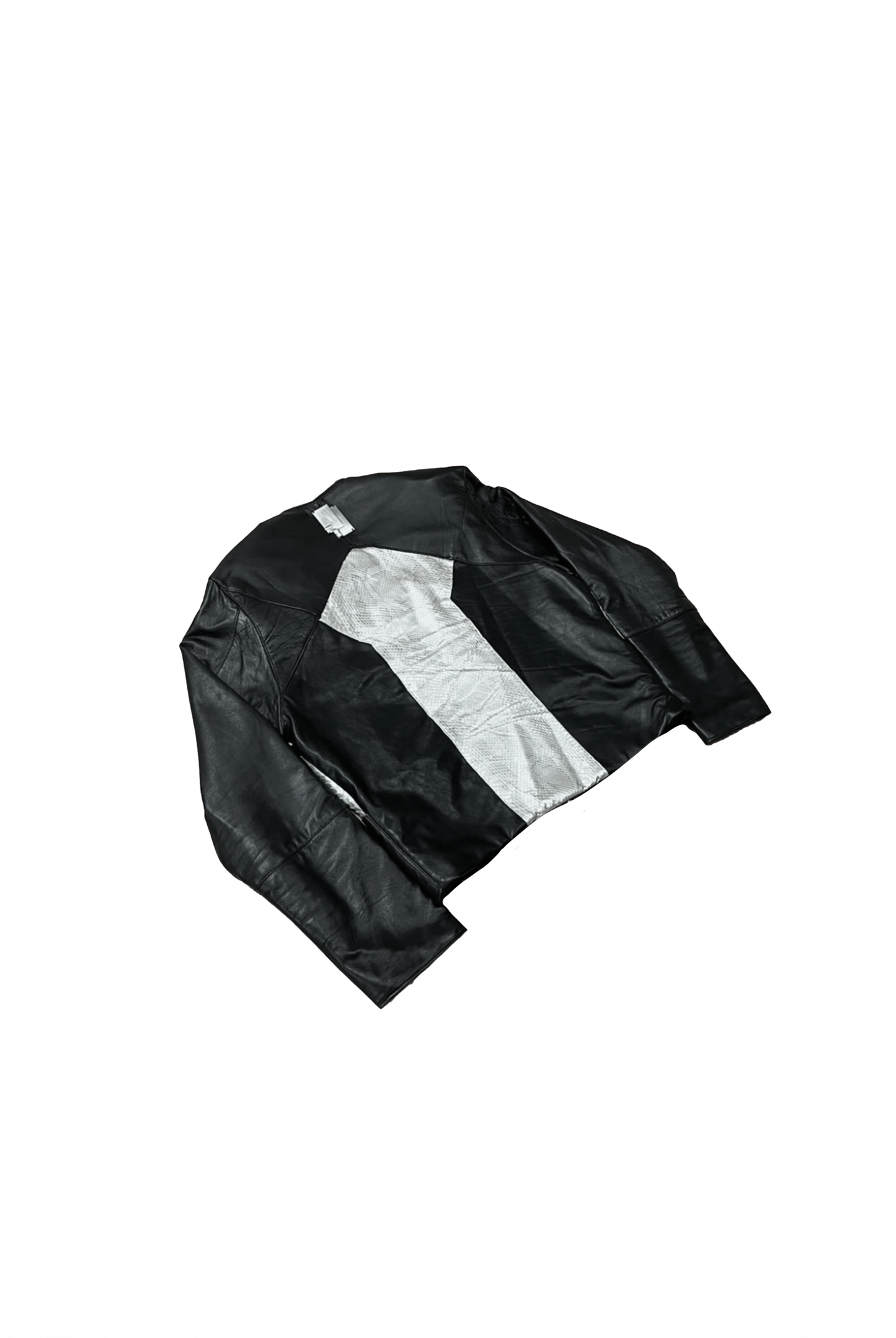 Veste « Disco » Python Argent – Cuir Noir