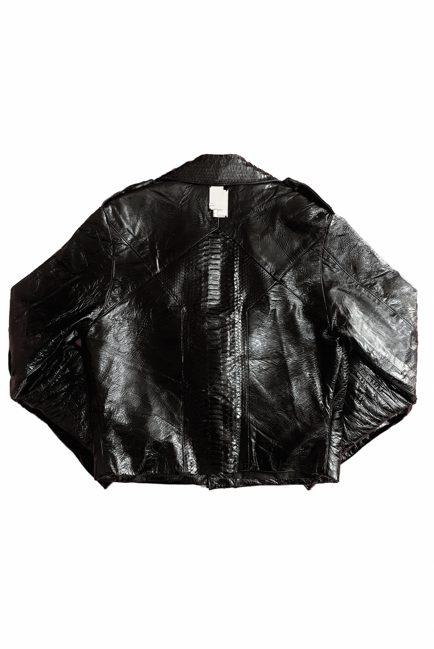 Veste « Perfetto » Cuir et Python Noir