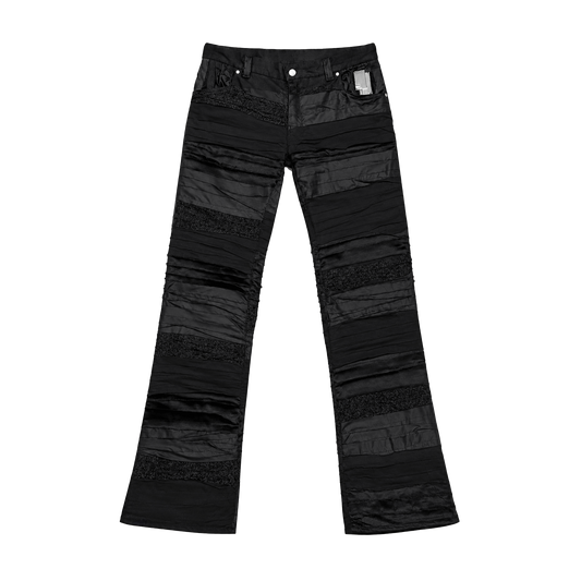 Flare Denim Trousers – Absolute Black Texture