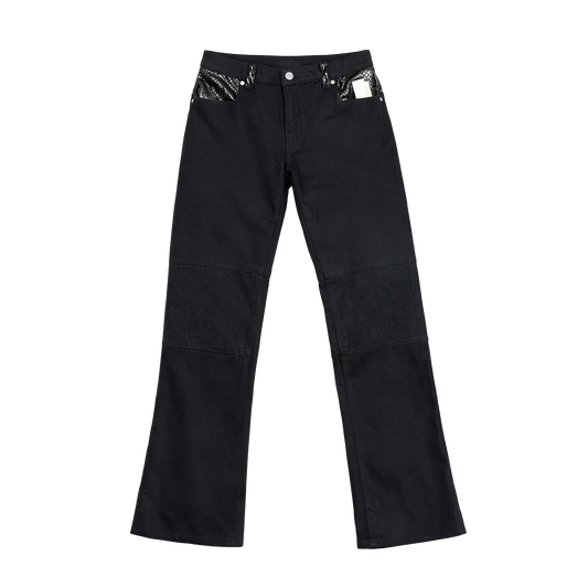 Pantalon Disco Flare – Denim / Python Noir