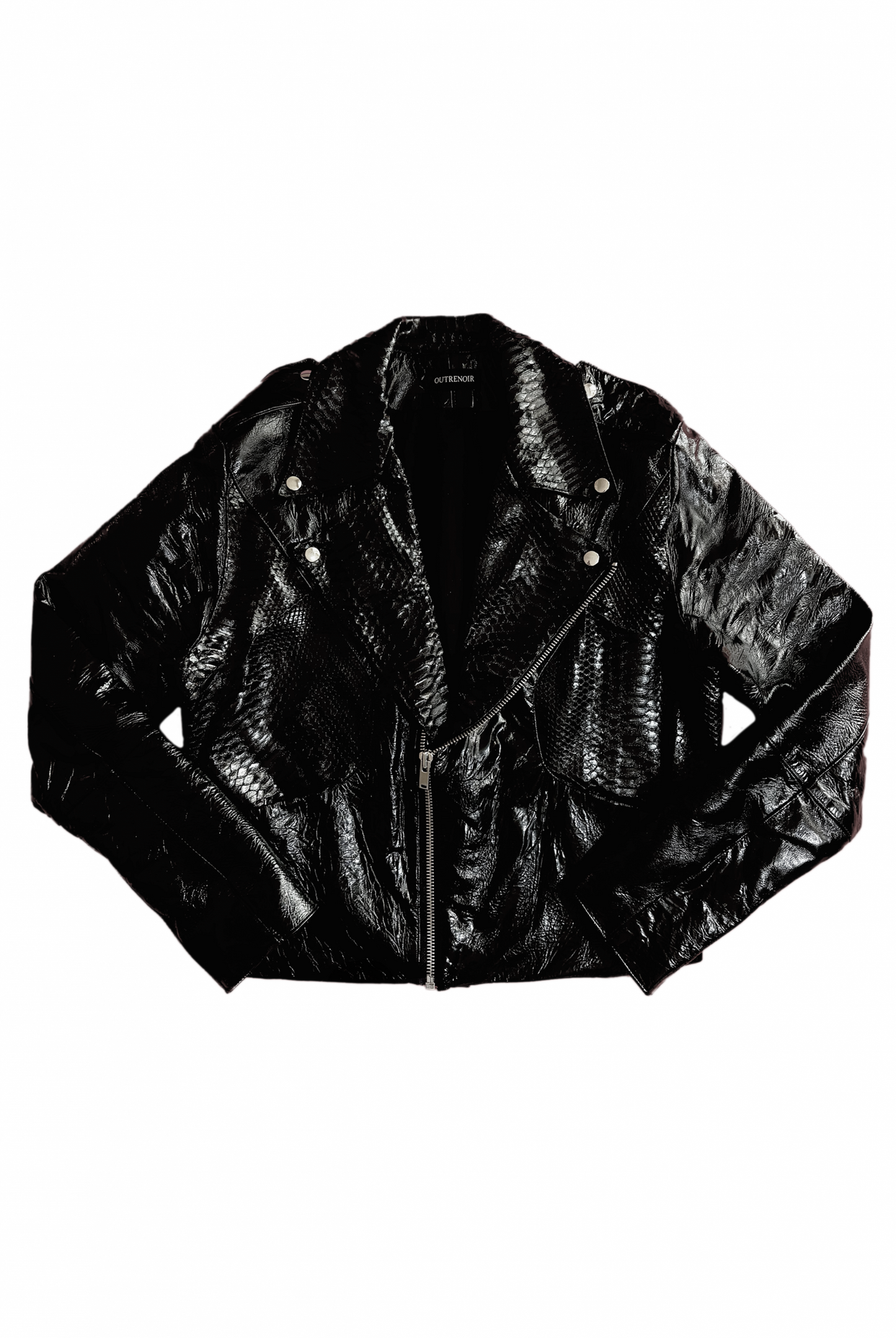 Veste « Perfetto » Cuir et Python Noir