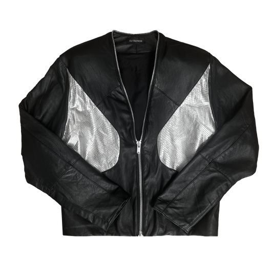 "Disco" Jacket Silver Python – Black Leather