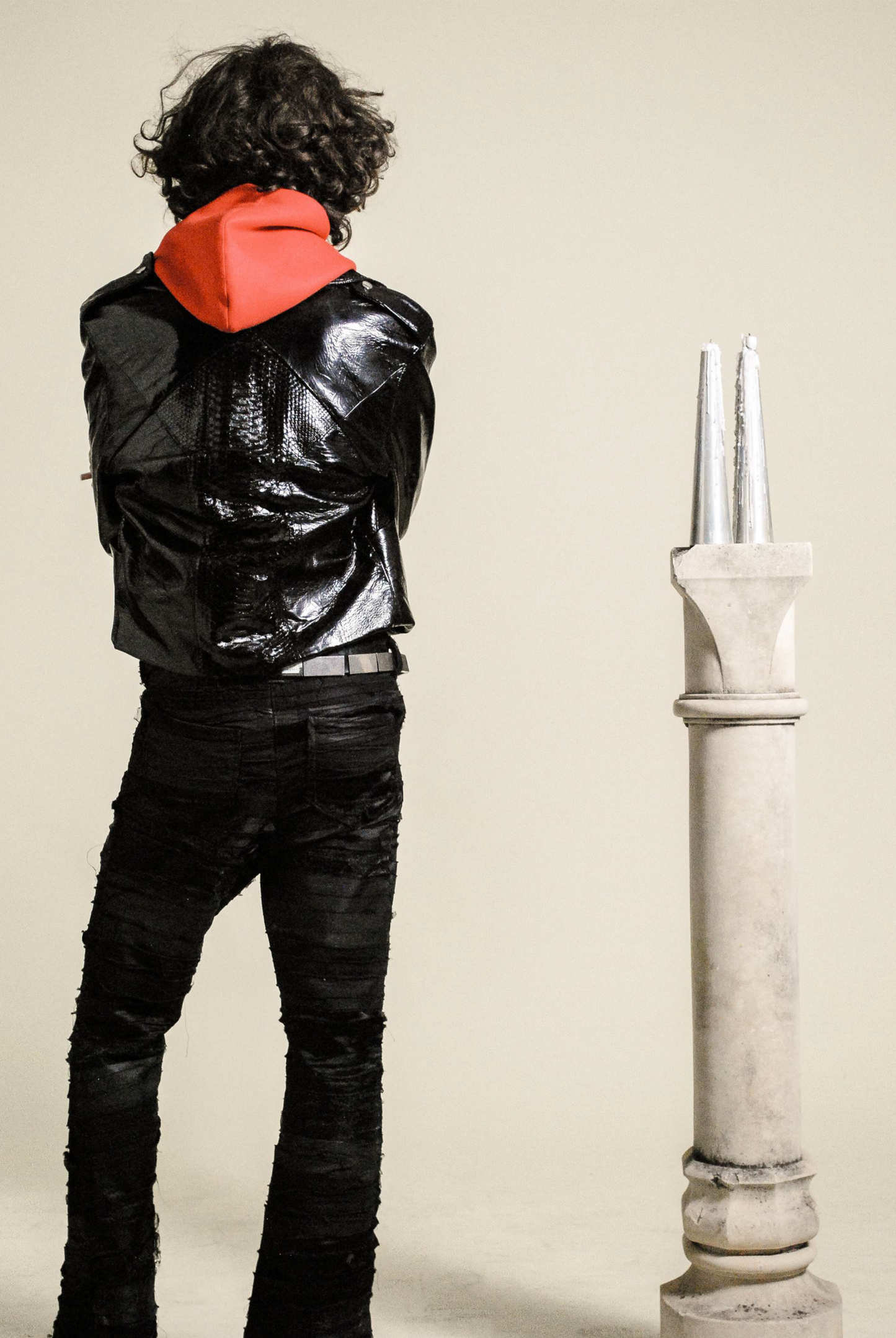Veste « Perfetto » Cuir et Python Noir